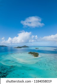 Aerial From A Drone Of Blue Lagoon And Otemanu Mountain At Bora Bora Island, Tahiti, French Polynesia(Bora Bora Aerial)