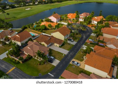 Aerial Drone Footage Of Residential Homes In The City Of Pembroke Pines Florida USA