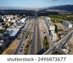 Aerial Drone Footage of Ring Road Sofia, Bulgaria: Panoramic Landscape and Sunset