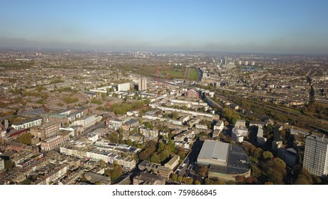 Aerial Drone Image Of Finsbury Park Area In North London