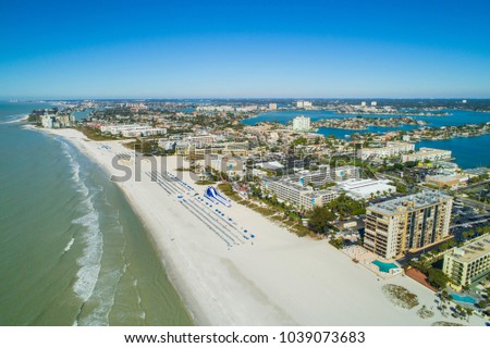 Aerial drone image of hotels and resorts on St Pete Petersburg Beach Florida USA Imagine de stoc © 
