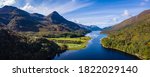 aerial drone image of loch leven in summer near kinlochleven and fort william in the argyll region of the highlands of scotland