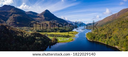 Similar – Image, Stock Photo Summer nature landscape aerial panorama. Foggy morning