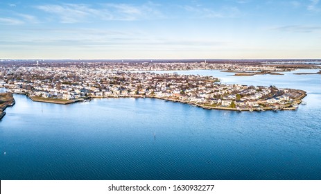 Aerial Drone Image Of Long Island At Sunset