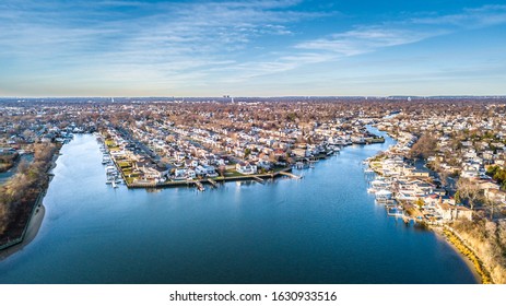 Aerial Drone Image Of Long Island At Sunset