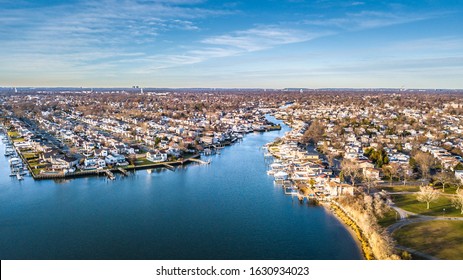 Aerial Drone Image Of Long Island At Sunset