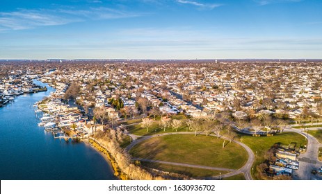 Aerial Drone Image Of Long Island At Sunset