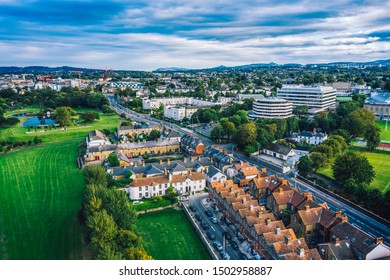 Aerial Drone Landscape Of Blackrock Town In Dublin County, Ireland