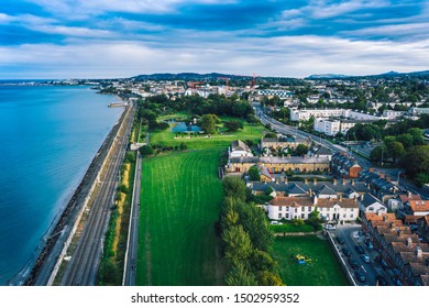 Aerial Drone Landscape Of Blackrock Town In Dublin County, Ireland