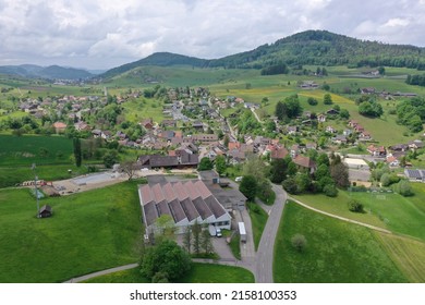 Aerial drone panorama at Bretzwil Solothurn in Switzerland
