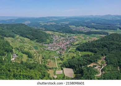 Aerial drone panorama at Bueren Switzerland
