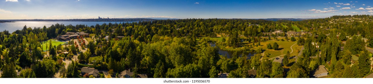 Aerial Drone Panorama Medina Washington USA