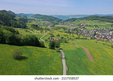 Aerial drone panorama at Nunningen Switzerland