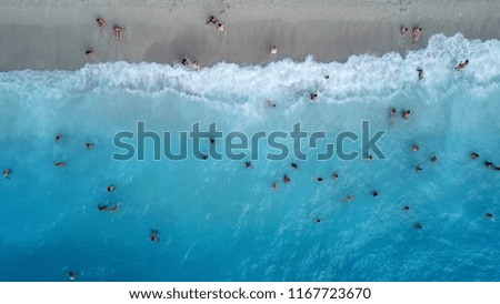 Similar – Aerial Summer View Of Clear Ocean Water Full Of Tourists