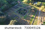 Aerial drone photo of archaeological site of Ancient Olympia birthplace of the world famous Olympic games, Peloponnese, Greece