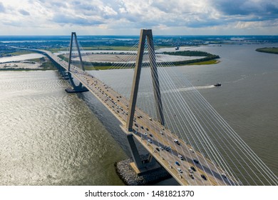 Aerial Drone Photo Arthur Ravenel Jr Bridge