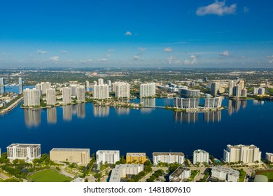 Aerial Drone Photo Aventura FL USA On A Beautiful Blue Day