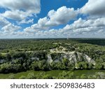 Aerial drone photo of the Brazos River from Cameron Park in Waco, Texas 