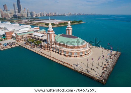 Aerial drone photo of the Chicago Navy Pier
