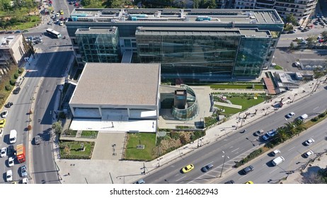 Aerial Drone Photo Of Famous National Gallery Building In Cityscape Of Athens In Vasilisis Sofias Avenue And Vasileos Konstantinou, Attica, Greece