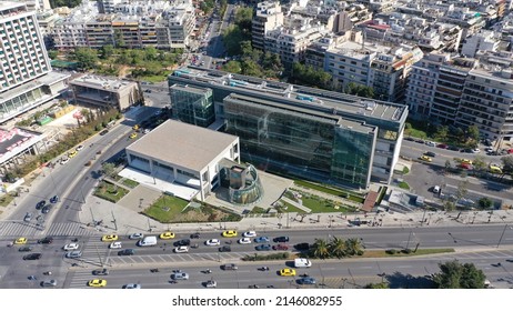 Aerial Drone Photo Of Famous National Gallery Building In Cityscape Of Athens In Vasilisis Sofias Avenue And Vasileos Konstantinou, Attica, Greece