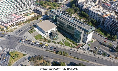 Aerial Drone Photo Of Famous National Gallery Building In Cityscape Of Athens In Vasilisis Sofias Avenue And Vasileos Konstantinou, Attica, Greece