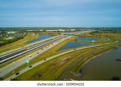 Aerial Drone Photo Florida Turnpike Toll Road Expressway Overpass Exchange Interchange