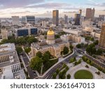 Aerial drone photo of the Georgia State Capitol Building in Atlana circa 2023
