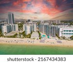 Aerial drone photo Hallandale Beach circa 2022 with beautiful dramatic sky