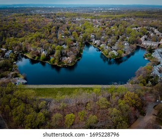 Aerial Drone Photo Of Lake Newport In Reston Virginia 