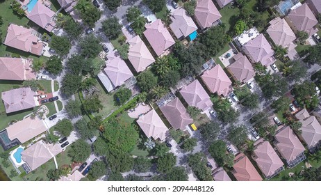 Aerial Drone Photo Over South Florida Residential Neighborhood