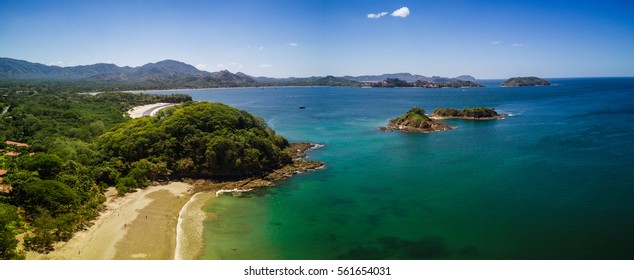 Aerial Drone Photo Of The Pacific Ocean Meeting The Beaches & Rainforest Costa Rica