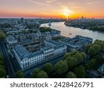 Aerial drone photo of Royal Naval College Greenwich at sunset