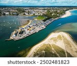 Aerial drone photograph of Mudeford Quay, Christchurch, Dorset UK