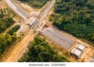 Aerial Drone Photography Of A Highway Construction Site.