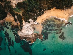 Aerial Drone Shot Of Aslings Beach Rock Pool In Eden, New South Wales, Australia.