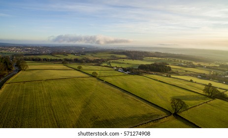 Aerial drone shot of fields
