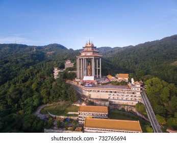 Aerial Drone Shot Of Kek Lok Si Temple in Penang, Malaysia