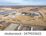 An aerial drone shot offers a view of the Elkhart County Correctional Facility in Elkhart County, Indiana, highlighting its layout and surroundings.