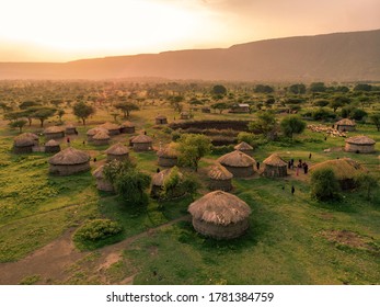 Aerial Drone Shot. Traditional Masai village at Sunset time near Arusha, Tanzania - Shutterstock ID 1781384759