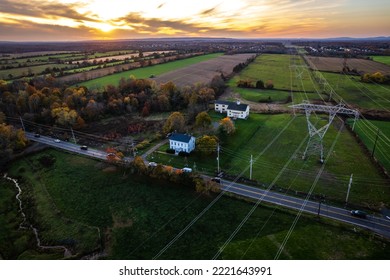 Aerial Drone Of Somerset Sunset  - Shutterstock ID 2221643991