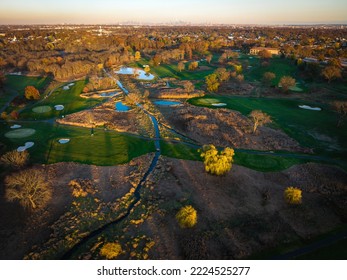 Aerial Drone Sunset over Kenilworth New Jersey - Shutterstock ID 2224525277
