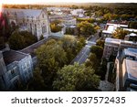 Aerial Drone Sunset Over Princeton New Jersey 