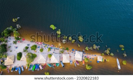 Aerial Drone View Alter do Chao Amazon Seasonal White Sand Beach Santarem Brazil