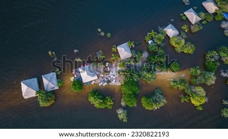 Aerial Drone View Alter do Chao Amazon Seasonal White Sand Beach Santarem Brazil