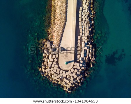 Similar – Image, Stock Photo Aerial Drone View Of Concrete Pier On Turquoise Water At The Black Sea