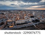 Aerial drone view, Castello Svevo, Trani region, Barletta Apulia Italy