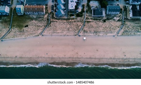 An Aerial Drone View Of Dewey Beach, A Popular Vacation Spot Among East Coast Tourists Near Rehoboth Beach And Lewes In Delaware. The Region Is Particularly Crowded In The Summertime.