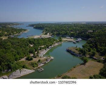Aerial Drone view of Lake Whitney near Waco Texas