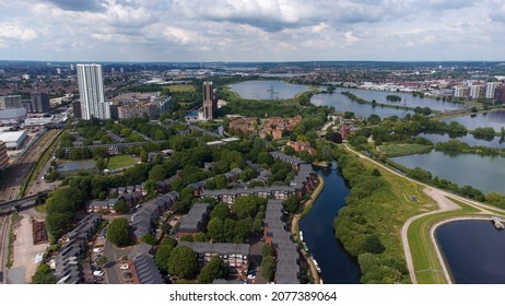 Aerial Drone View Of London Cityscape Over Tottenham Marshes